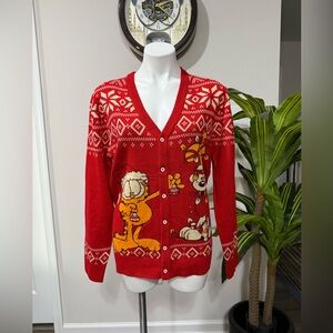New Garfield Christmas Womens Mens Holiday Ugly sweater cardigan Small